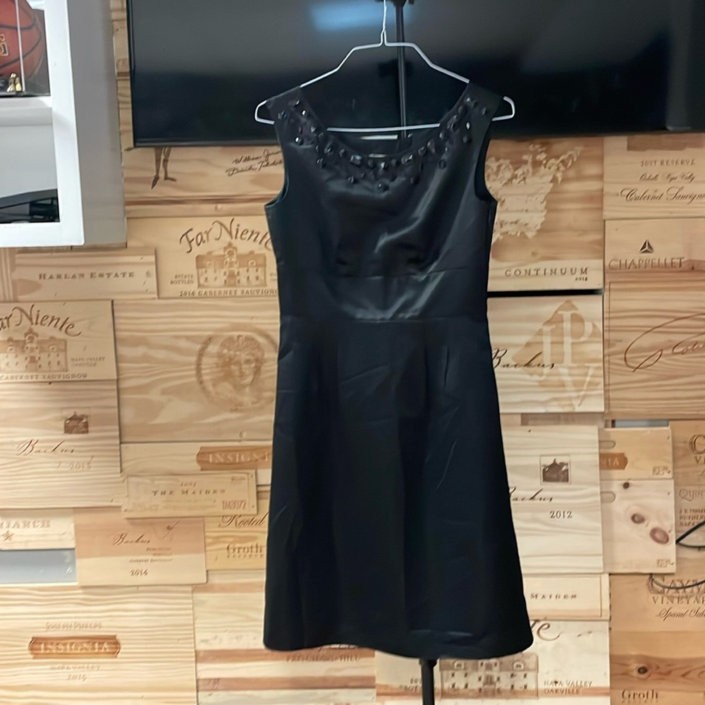 LOFT black beaded cocktail dress, 16, NWOT